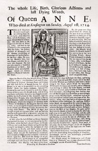 Broadside udgivet om Dronning Annes død, 1714 1906 af Unbekannt