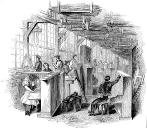 Broadwoods klaverfabrik, Horseferry Road, Westminster, London, 1842 af Unbekannt