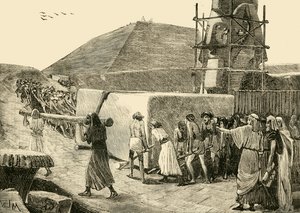 Bygning af en pyramide, 1890. af Unbekannt