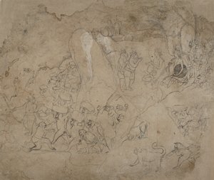 Bygger broen til Lanka, ca. 1800. af Unbekannt