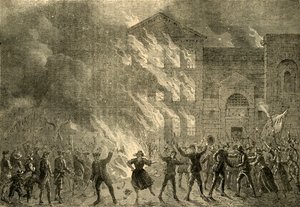 Afbrænding af Newgate, 1780, c1872. af Unbekannt