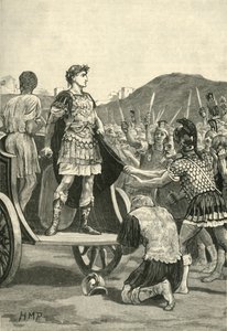 Cæsar henvender sig til de utilfredse legioner på Campus Martius, 1890. af Unbekannt
