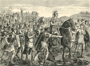 Cæsar krydser Rubicon, 1890. af Unbekannt