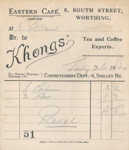 Cafekvittering, 1950. af Unbekannt