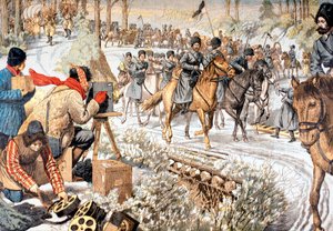 Kameramand fra at filme russiske tropper i Manchuriet til en tidlig nyhedsfilm, Russisk-japansk krig, 1904 af Unbekannt