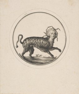 Karikatur der viser Marie Antoinette som en leopard, 1700-tallet. af Unbekannt