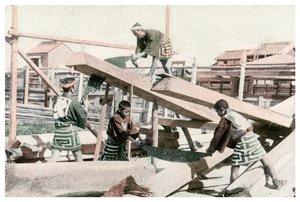 Tømrere på arbejde, Japan, 1904 af Unbekannt