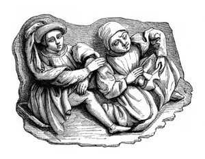 Udskåret trærelief, 1400-tallet, 1870 af Unbekannt