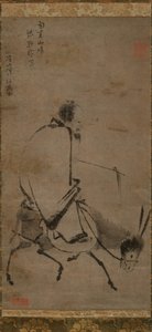 Chan-mester, der rider på et muldyr, før 1249. af Unbekannt