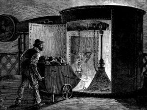 Lader en højovn på Govan Iron Works, Skotland, c1885 af Unbekannt