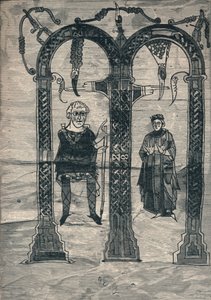 Charles den Store og hans kone, efter det tidligste portræt, c775, 1907 af Unbekannt