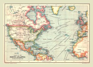 Kort over Nordatlanten, 1902. af Unbekannt