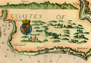 Kort, der viser vindmøller som vartegn på Englands nordøstlige kyst, 1588, 1947. af Unbekannt