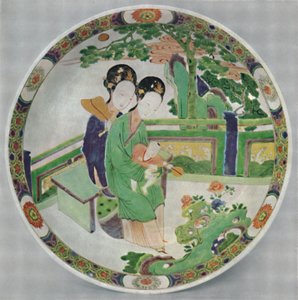 Kinesisk porcelænsfad, Famille Verte. Periode af KAng Hsi, 1662-1722, 1928 af Unbekannt
