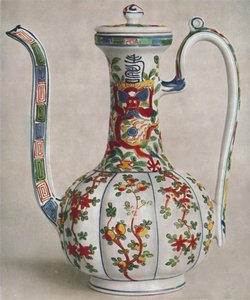 Kinesisk porcelænsæske med femfarvet dekoration. Periode af Wan Li, 1573-1619, 1928 af Unbekannt