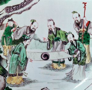 Kinesisk ret, der viser en spådomsscene, 1600-tallet af Unbekannt