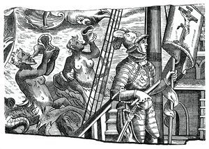 Christopher Columbus om bord på sit skib under sin første rejse mod vest, 1500-tallet, 1870 af Unbekannt