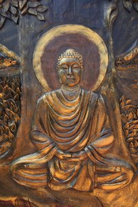 Chua Thien Lam Go buddhistiske pagode. Shakyamuni Buddha sidder i meditationsstilling. Thay Ninh. Vietnam af Unbekannt