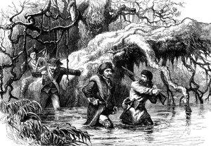Clark og hans soldater krydser Wabash, c1778-1779 c1880 af Unbekannt
