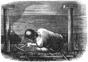 Kulminearbejder arbejder med en smal søm, c1864. af Unbekannt
