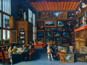 Cognoscenti i et rum hang med billeder, c1620 af Unbekannt