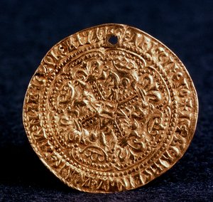 Mønt Korabelnik af Tsar Ivan III Averse: blomstrende kors, 1471-1490 af Unbekannt