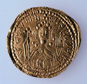 Mønt Zlatnik af storhertug Vladimir Svyatoslavich, Averse: Portræt af herskeren, 980-1015 af Unbekannt