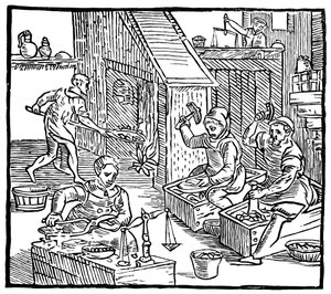 Møntmænd i arbejde, 1577, 1893 af Unbekannt