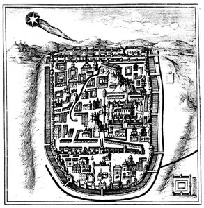 Komet fra 66 AD Halley over Jerusalem, 1666 af Unbekannt