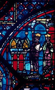 Konstantin præsenterer relikvier til Karl den Store, farvet glas, Chartres Cathedral, Frankrig, c1225 af Unbekannt