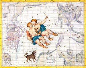 Stjernebilleder af Gemini og Canis Minor, 1729 af Unbekannt
