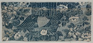 Kobberpladetrykt bomuldsfragment med amerikansk ørn, 1830 - 1840. af Unbekannt