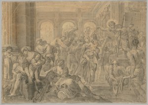 Kopi af Annibale Carraccis St. Roch Giving Alms, 1595 eller senere. af Unbekannt