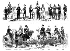 Kostumer af den schweiziske føderale hær, 1857 af Unbekannt