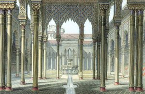 Løvernes domstol, Alhambra-paladset, Granada, Spanien, slutningen af det 19. århundrede af Unbekannt