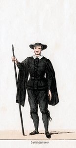 Hofbetjent, kostumedesign til Shakespeares skuespil, Henry VIII, 1800-tallet af Unbekannt