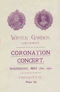 Forside af program til en kroningskoncert i Winter Garden, Cheltenham, 1902. af Unbekannt