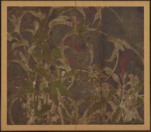 Coxcombs, majs og morgenfruer, Momoyama-perioden, 1568-1615. af Unbekannt