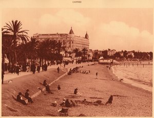 Croisette Promenade - Strand og kasino, Cannes, 1930. af Unbekannt