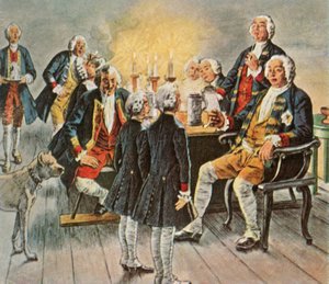Kronprins Frederik og Prins Henrik...bød deres far kongen godnat, 1727, 1936. af Unbekannt