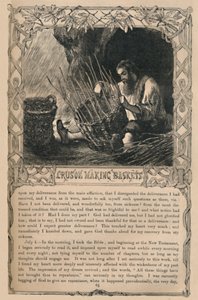 Crusoe Making Baskets, c1870 af Unbekannt