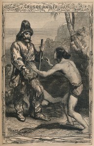 Crusoe og fredag, c1870 af Unbekannt