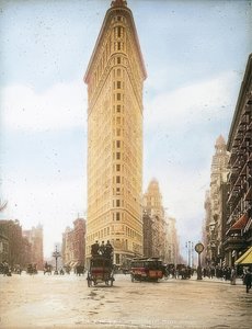 Flatiron-bygningen (Fuller-bygningen). En af de ældste skyskrabere i New York. Omkring 1905 af Unbekannt