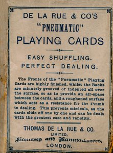De La Rue & Cos pneumatiske spillekort, omslag, 1925. af Unbekannt