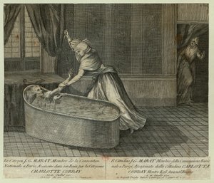 Marats død, ca. 1793. af Unbekannt