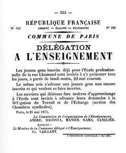 Delegation en Lenseignement, fra franske politiske plakater af Pariserkommunen, maj 1871 af Unbekannt