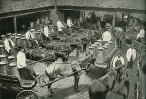 Leveringsvogne starter fra Mrs, Freeth og Pococks Central Depot i Vauxhall, 1902. af Unbekannt