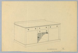 Design til skænk A i mahogni, 1900–05 af Unbekannt