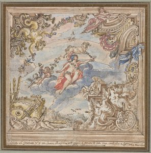 Design til et loft: Mars og Vædderen, 1700-tallet. af Unbekannt