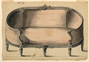 Design til en sofa af Unbekannt